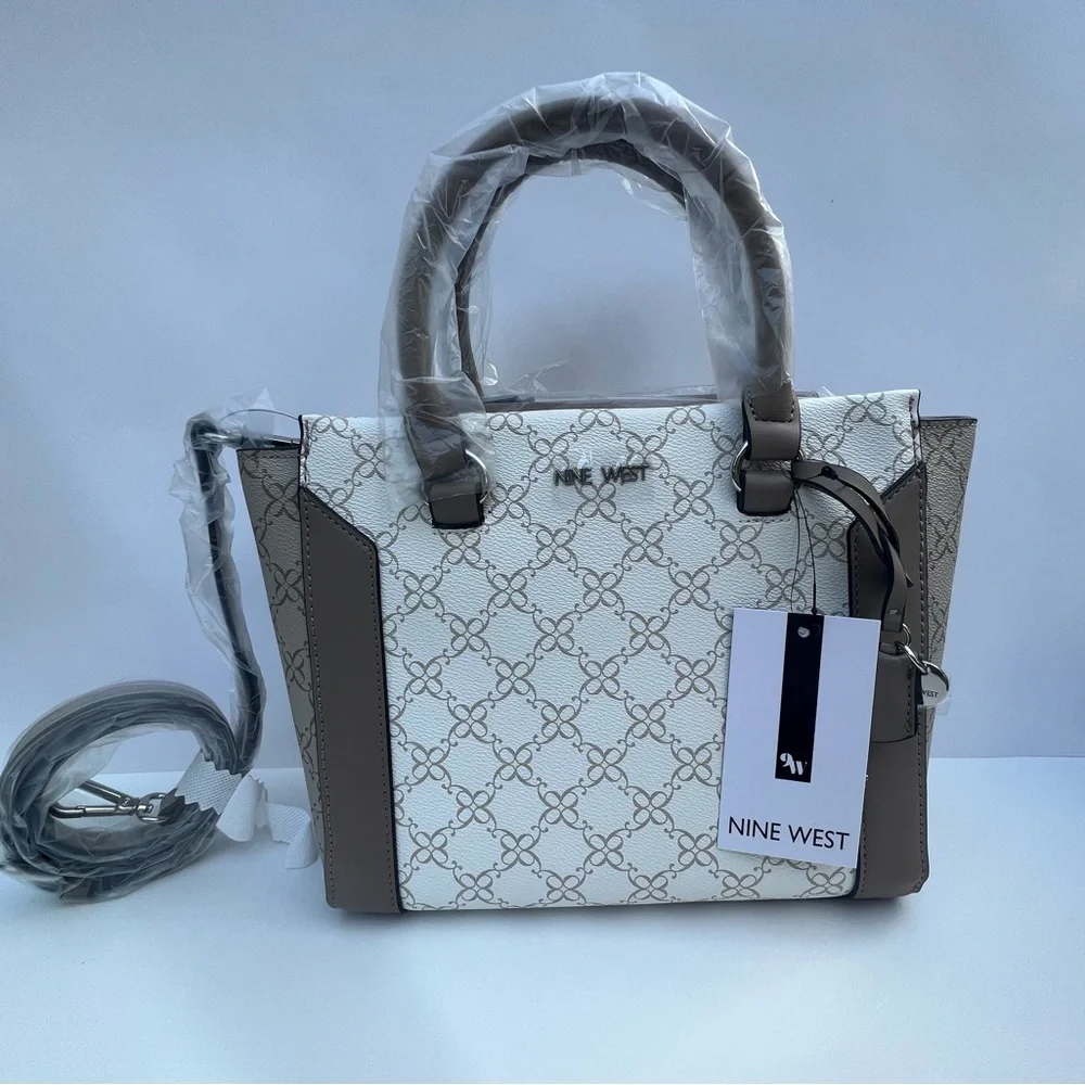 NWT NINE WEST Hewes Satchel Bag Adjustable Strap Top Carry‎ Handles LOGO